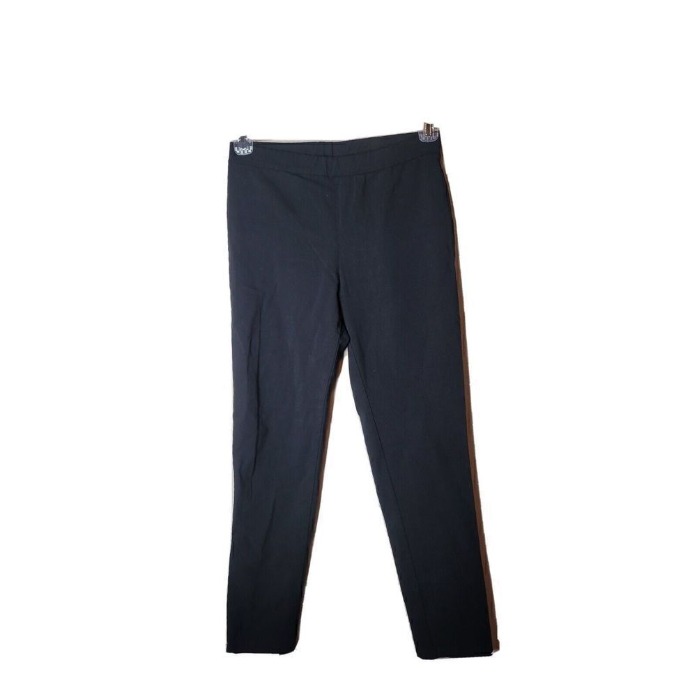 Clara Sun Woo Women's Black Pants Straight Artsy Pull on Stretch Size Medium t8